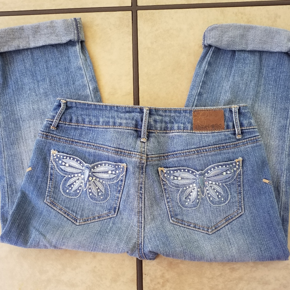 LimitedToo CropJeans 12R denim embroider butterfly - Picture 4 of 12
